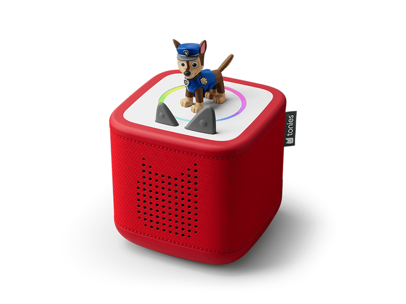 Red Toniebox 2, an audio player for kids with Chase audio figurine