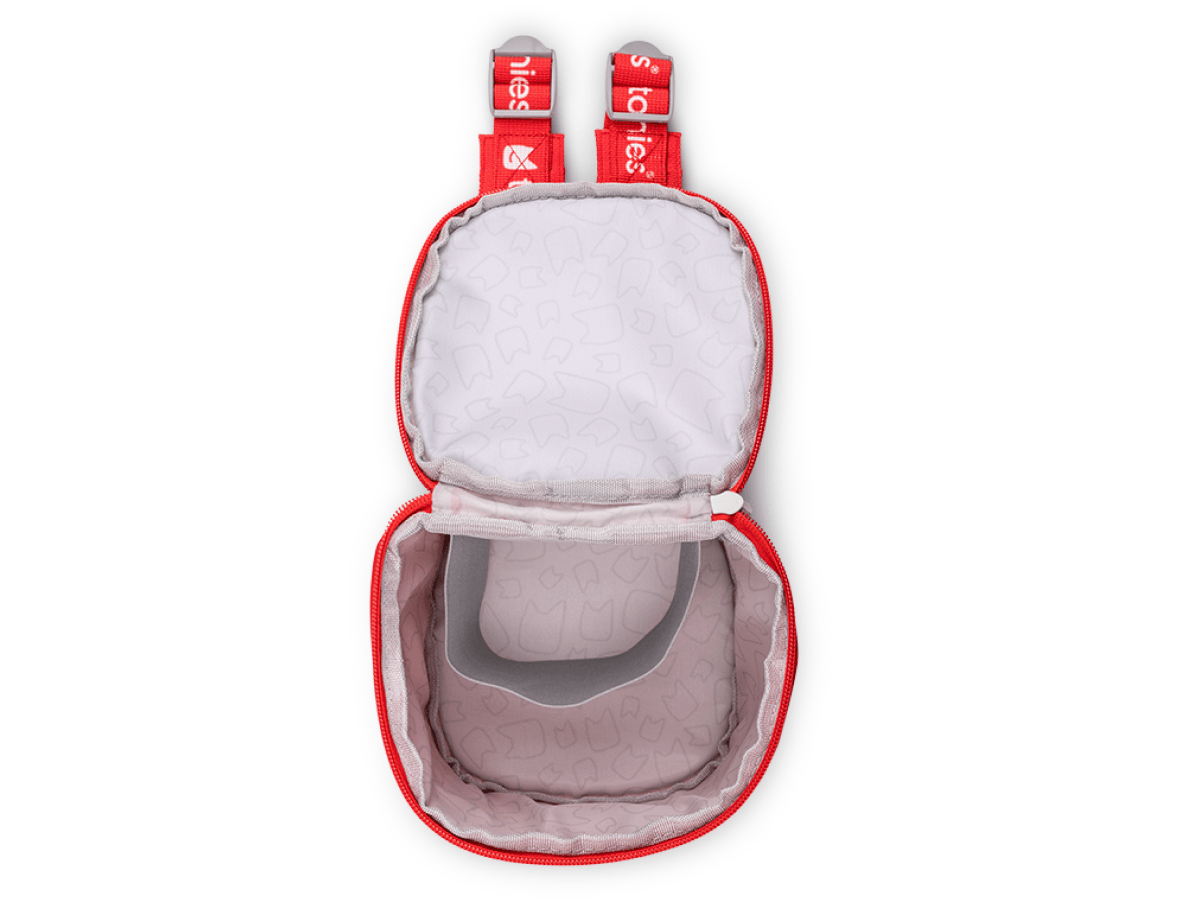 Toniebox Lite Backpack Sunset Red open and empty view
