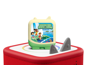 sunspeed explorers clever tonies on a red Toniebox 2 ready to play audio stories and songs