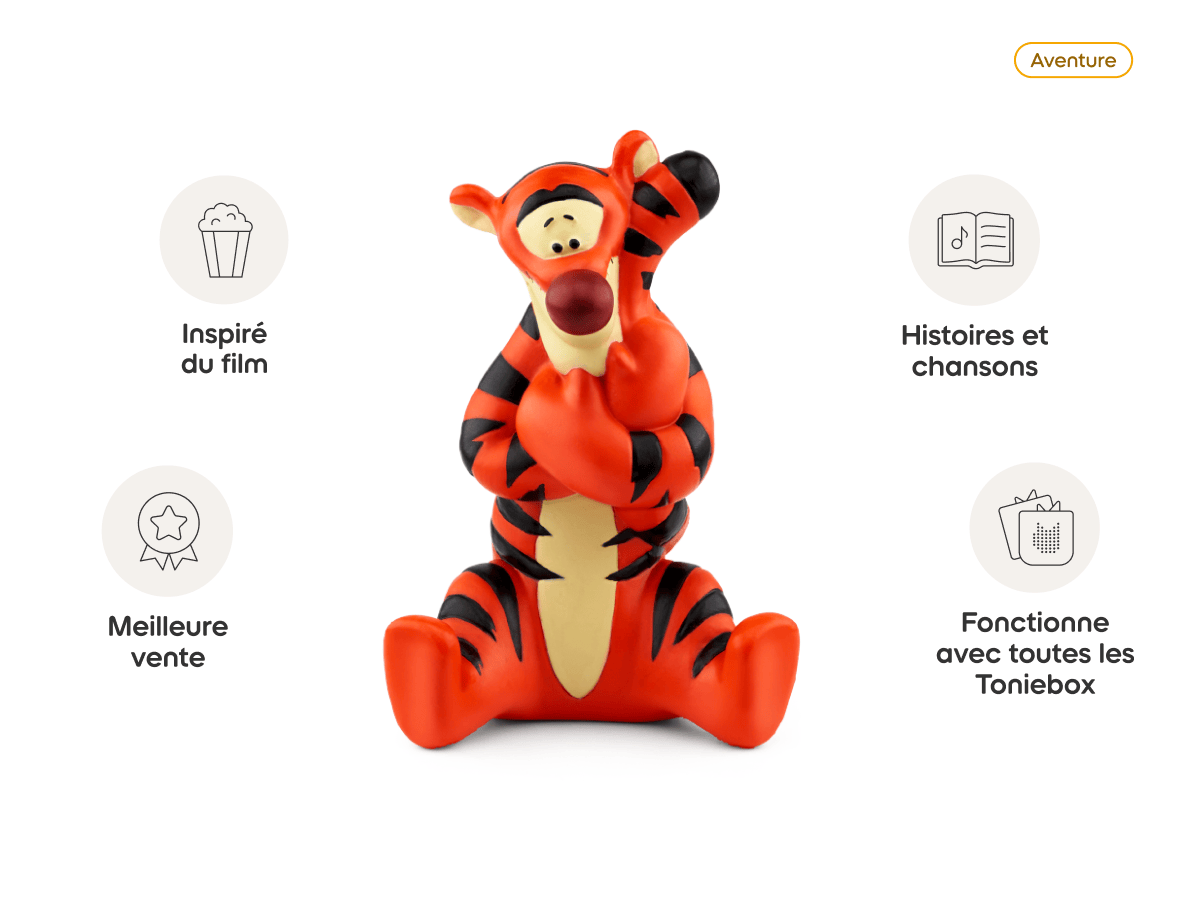 Disney- Winnie the Pooh - Tigger (French) Tonie audio figurine from the aventure category, inspiring audio journeys and imaginative play