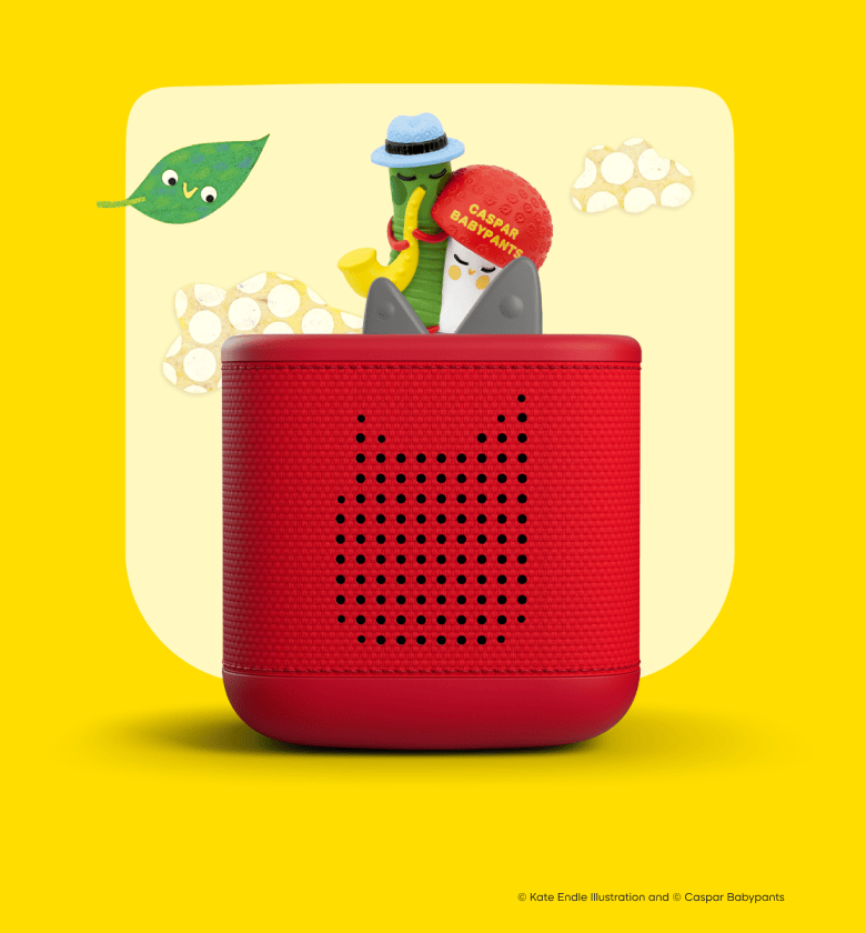 Casper Babypants Tonie on a red Toniebox 2