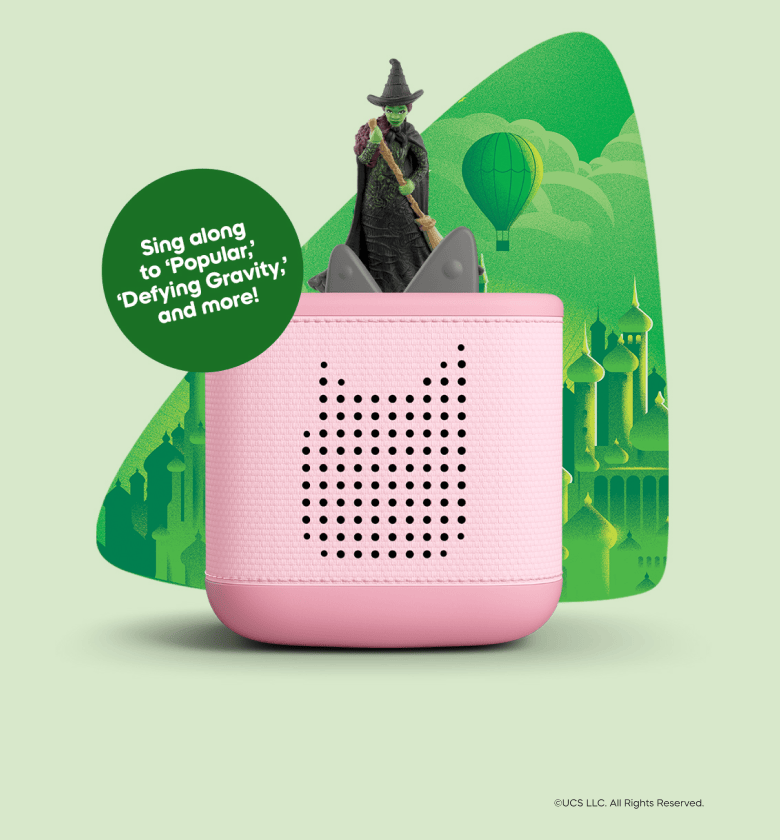 Wicked Tonie on a Pink Toniebox 2