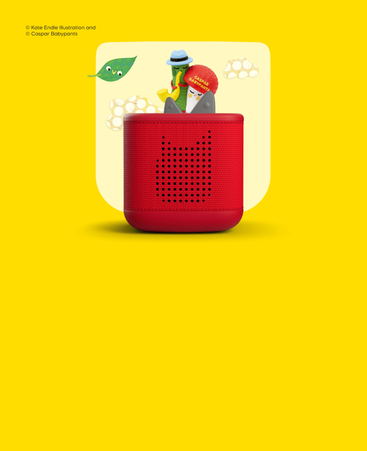 Casper Babypants Tonie on a red Toniebox 2