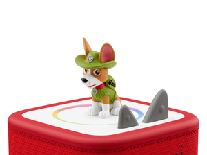 PAW Patrol Tracker Tonie on a red Toniebox 2 ready to play audio stories and songs