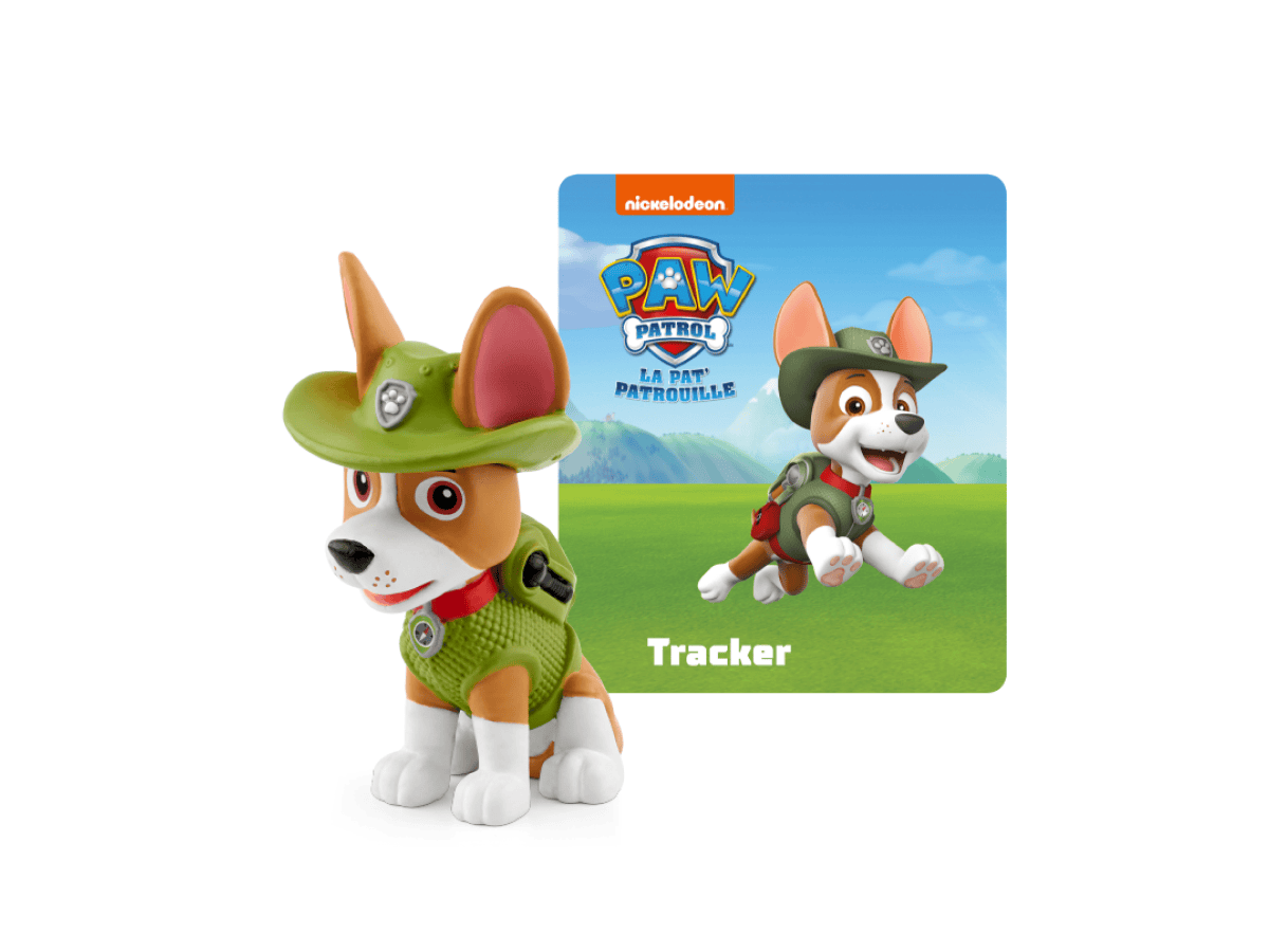 French Tracker Paw Patrol Tonie audio figurine with content illustration