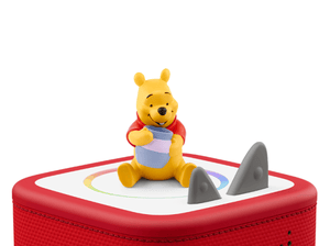 Disney Winnie the Pooh Tonie on a red Toniebox 2 ready to play audio stories and songs
