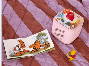 Child Playing With Pink Toniebox 2, Tonieplay Controller, Winnie The Pooh Tonie And Disney Tonieplay Game