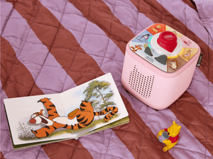 Child Playing With Pink Toniebox 2, Tonieplay Controller, Winnie The Pooh Tonie And Disney Tonieplay Game
