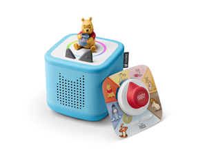 Toniebox 2 an audio player for kids with Winnie the Pooh Tonie audio figurine and Winnie the Pooh Tiggers Mixup Fixup Tonieplay Game