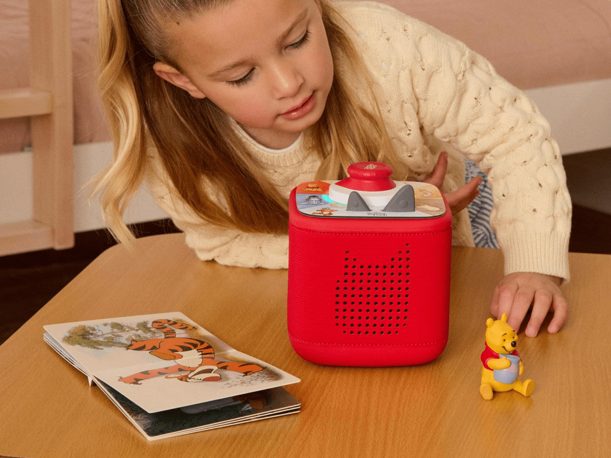 Child enjoying a Tonie and Toniebox 2, an audio player for kids