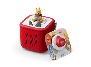 Disney Winnie the Pooh Toniebox 2 Bundle - Sunset Red - French on a red Toniebox 2 ready to play audio stories and songs