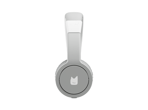 Side view of the gray wired headphones for kids with pulsating light illuminated