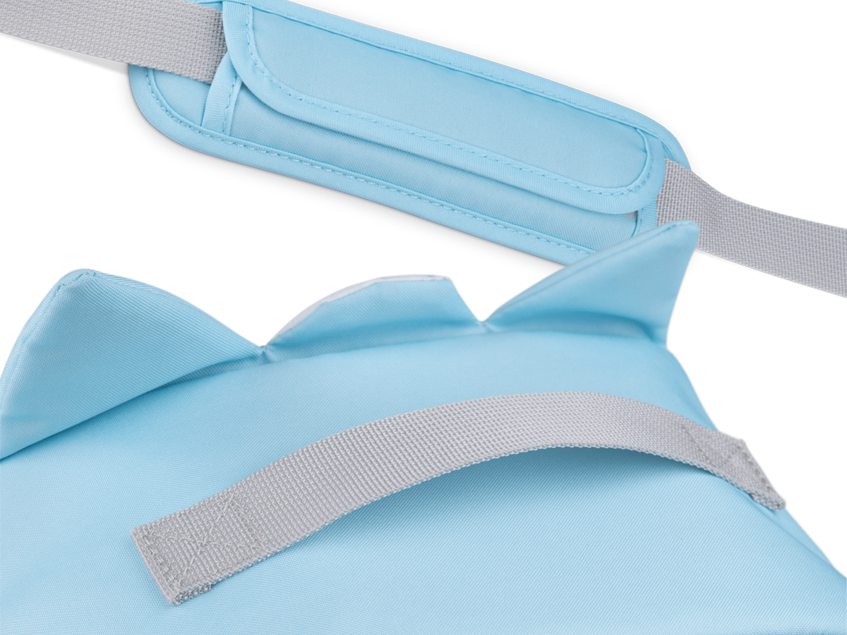 close up of strap and features of Toniebox Character Bag - Yeti