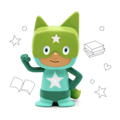 green superhero creative tonie with book doodles