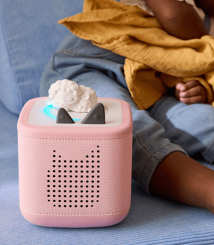 Sleepy Sheep Tonie on a pink Toniebox 2