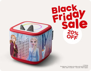 Red Toniebox 2 with Frozen Sleeve with text "Black Friday 20% Off"